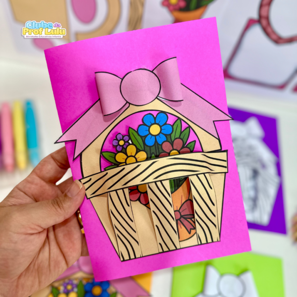 Cartão 3D Cesta com Flores - Dias das Mães - Image 4